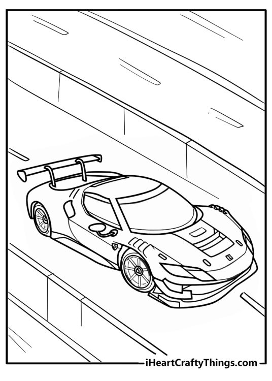 Detailed ferrari 296 gt3 coloring sheet