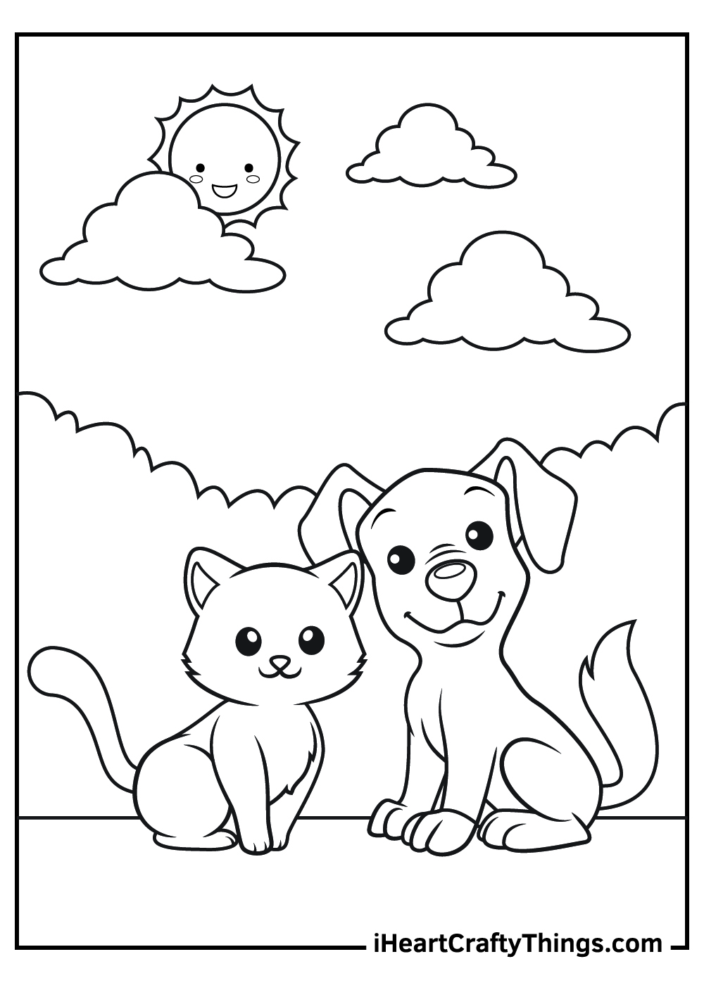 cute kitten and puppy coloring pages