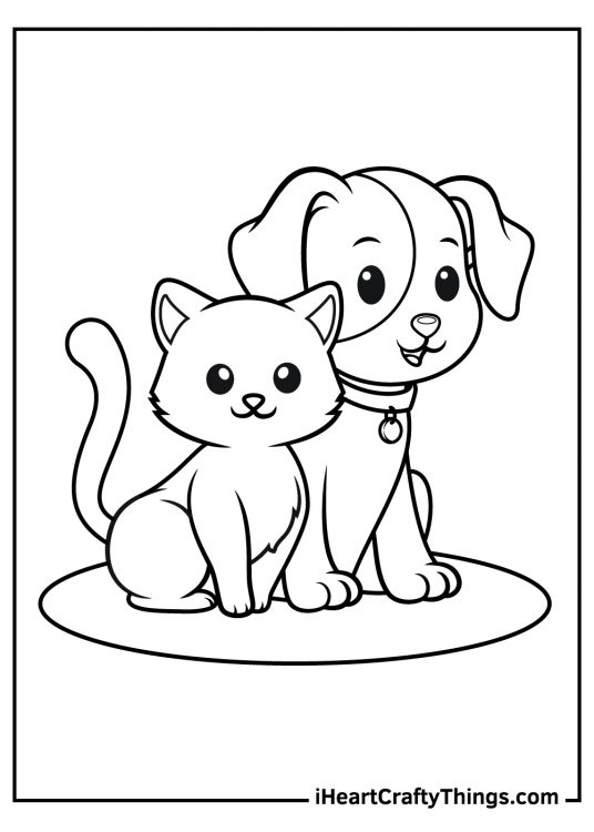 Dog and cat coloring pages