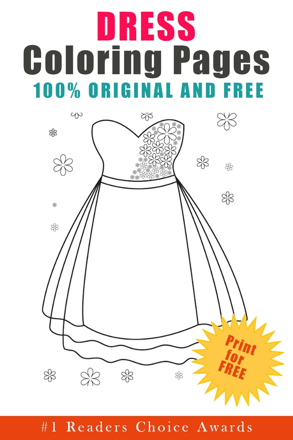 original and free dress coloring pages