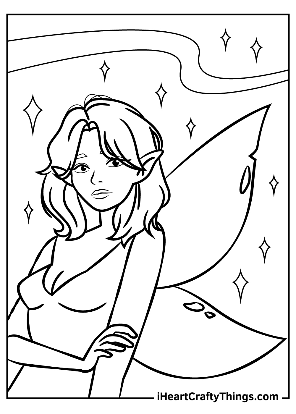 Fantasy female elf fairy coloring pages printable free