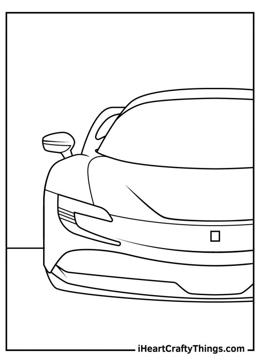 easy black and white ferrari coloring pages free download