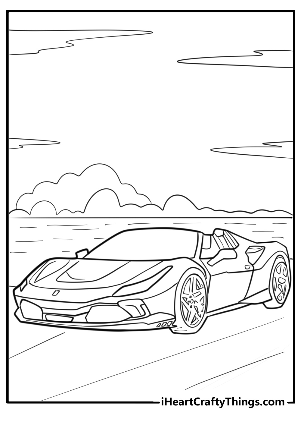 Ferrari f8 spider race car coloring sheet