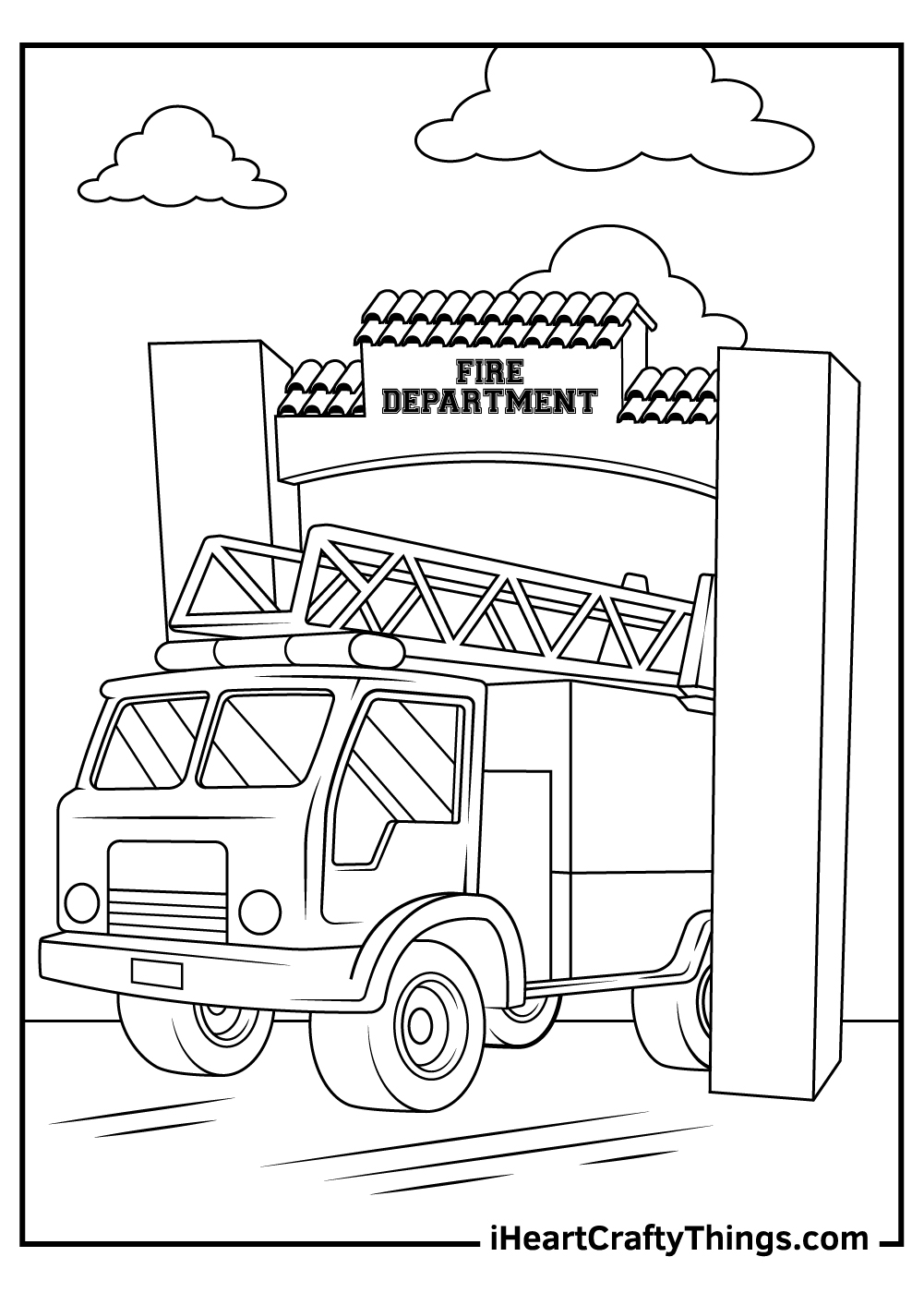 Fire Station Coloring Page