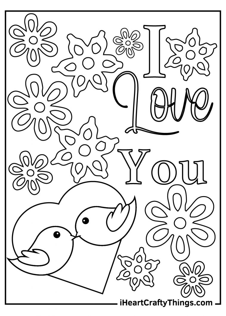 I Love You Coloring Pages (21 Free Printables)