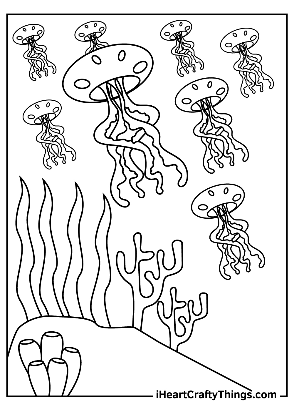 jellyfish coloring pages for kids free pdf