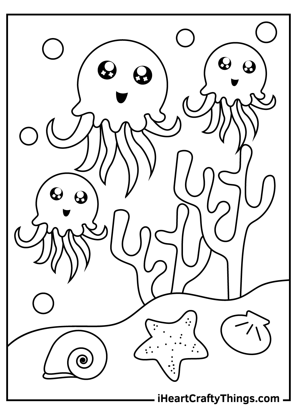 sea animal jellyfish coloring pages free print out