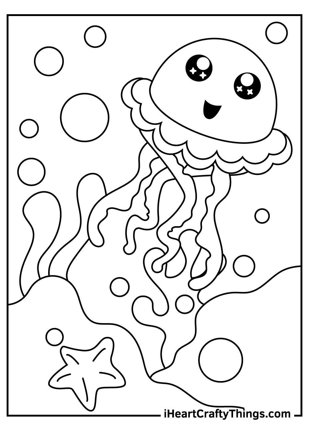 black and white animal jellyfish coloring sheets pdf free 