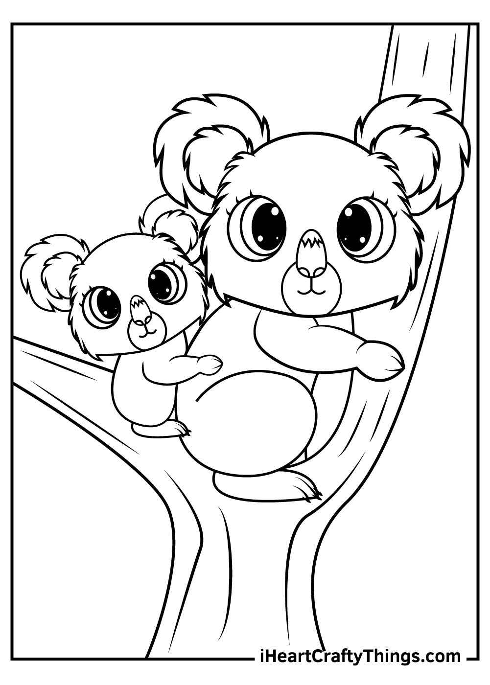 mother and baby koalas coloring pages 