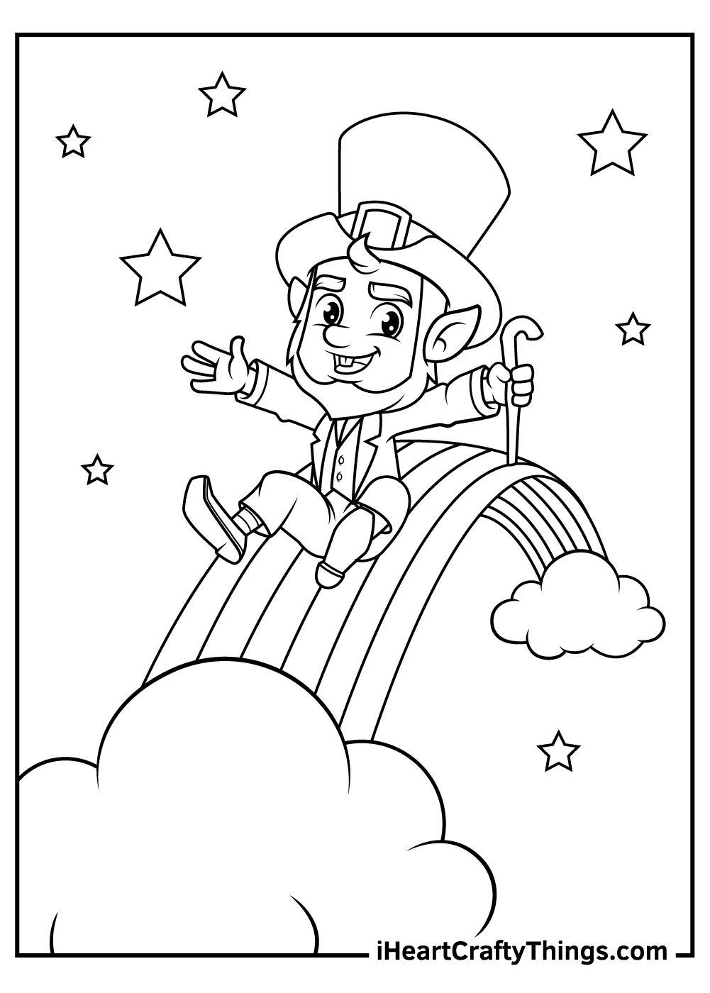 leprechaun and rainbow coloring pages