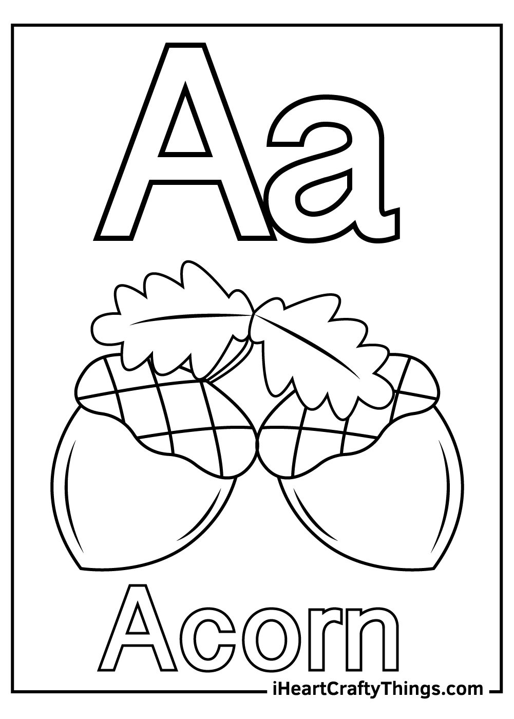 a is for acorn letter a coloring pages