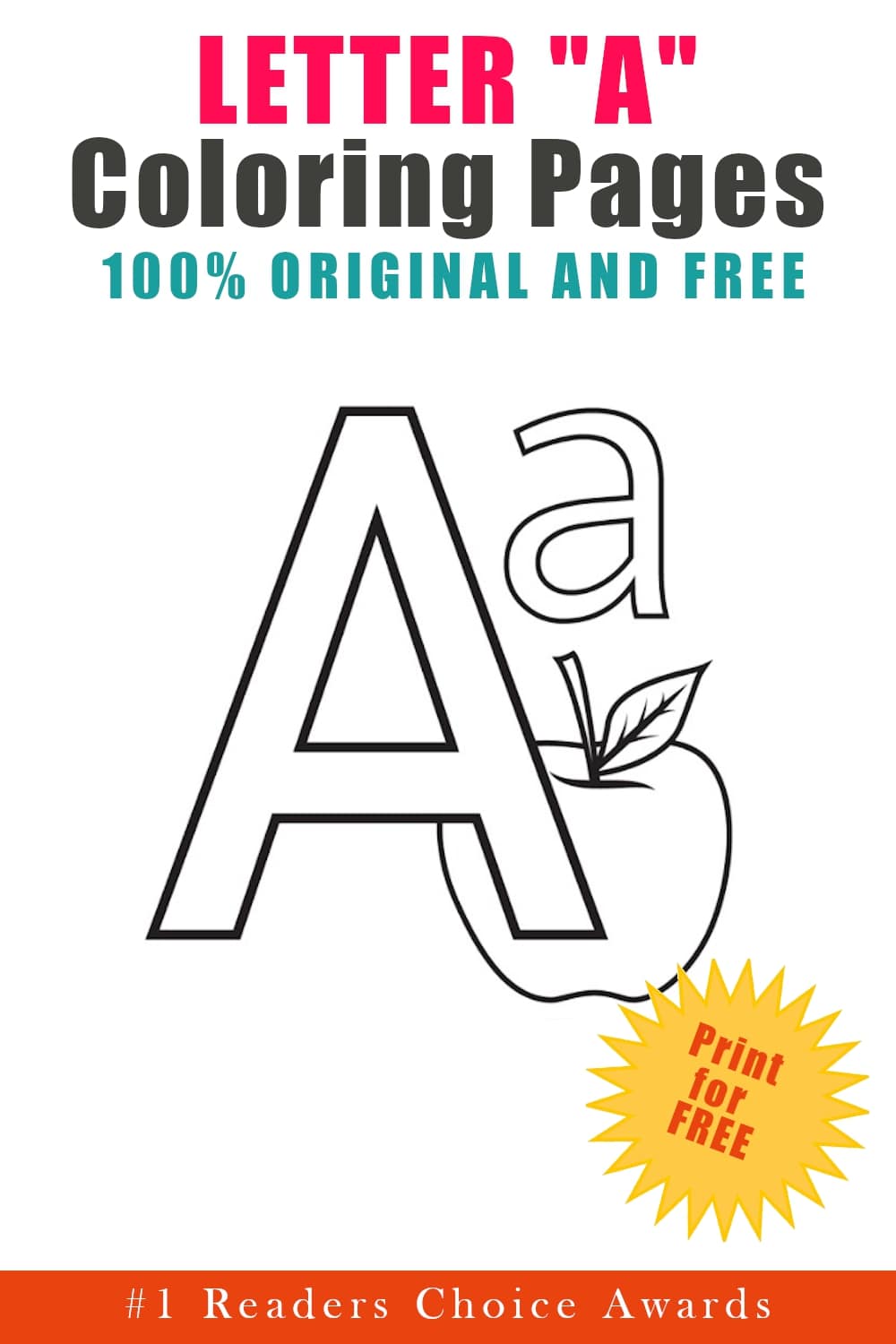 free original letter A coloring pages