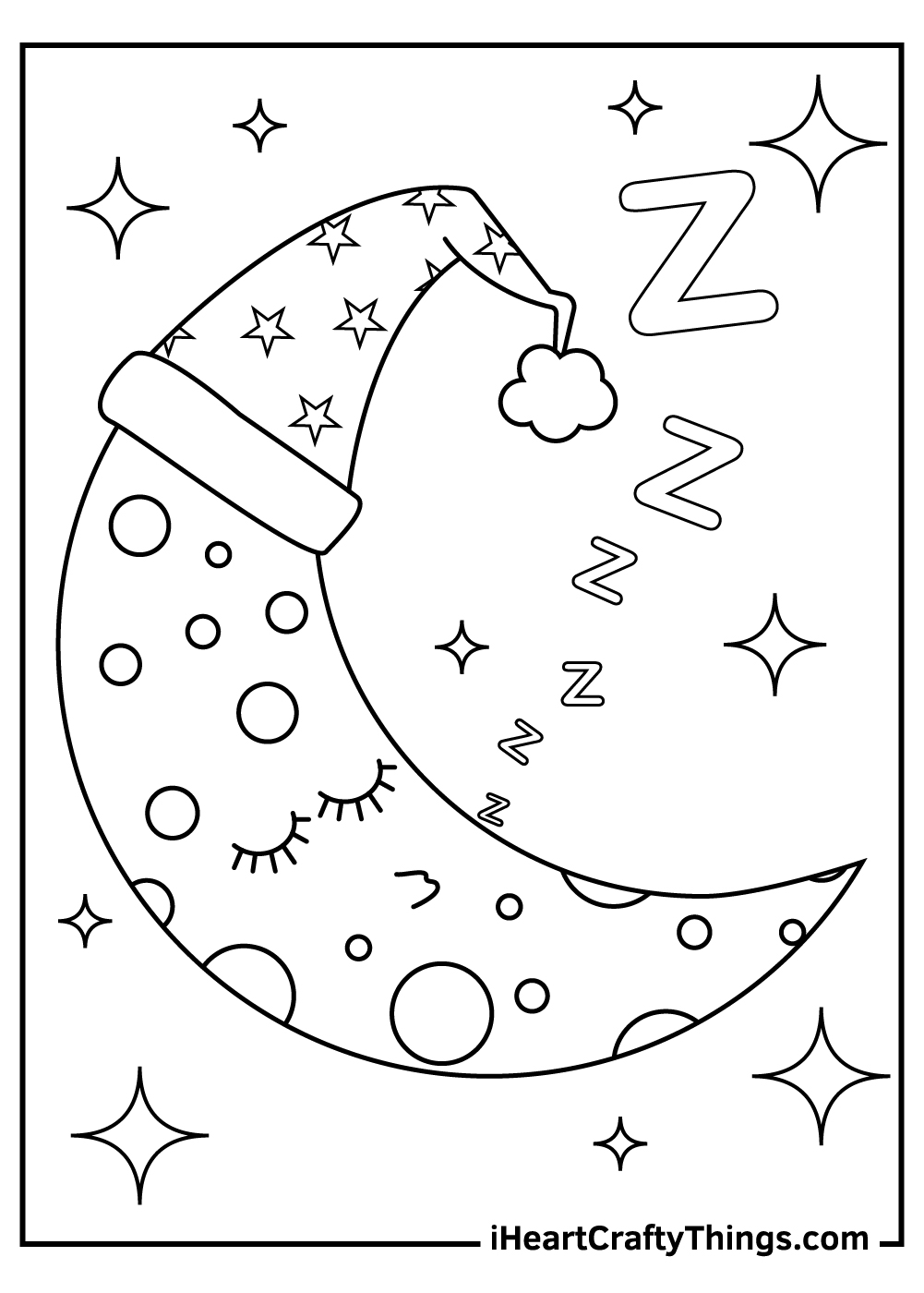 sleeping moon coloring pages free printable