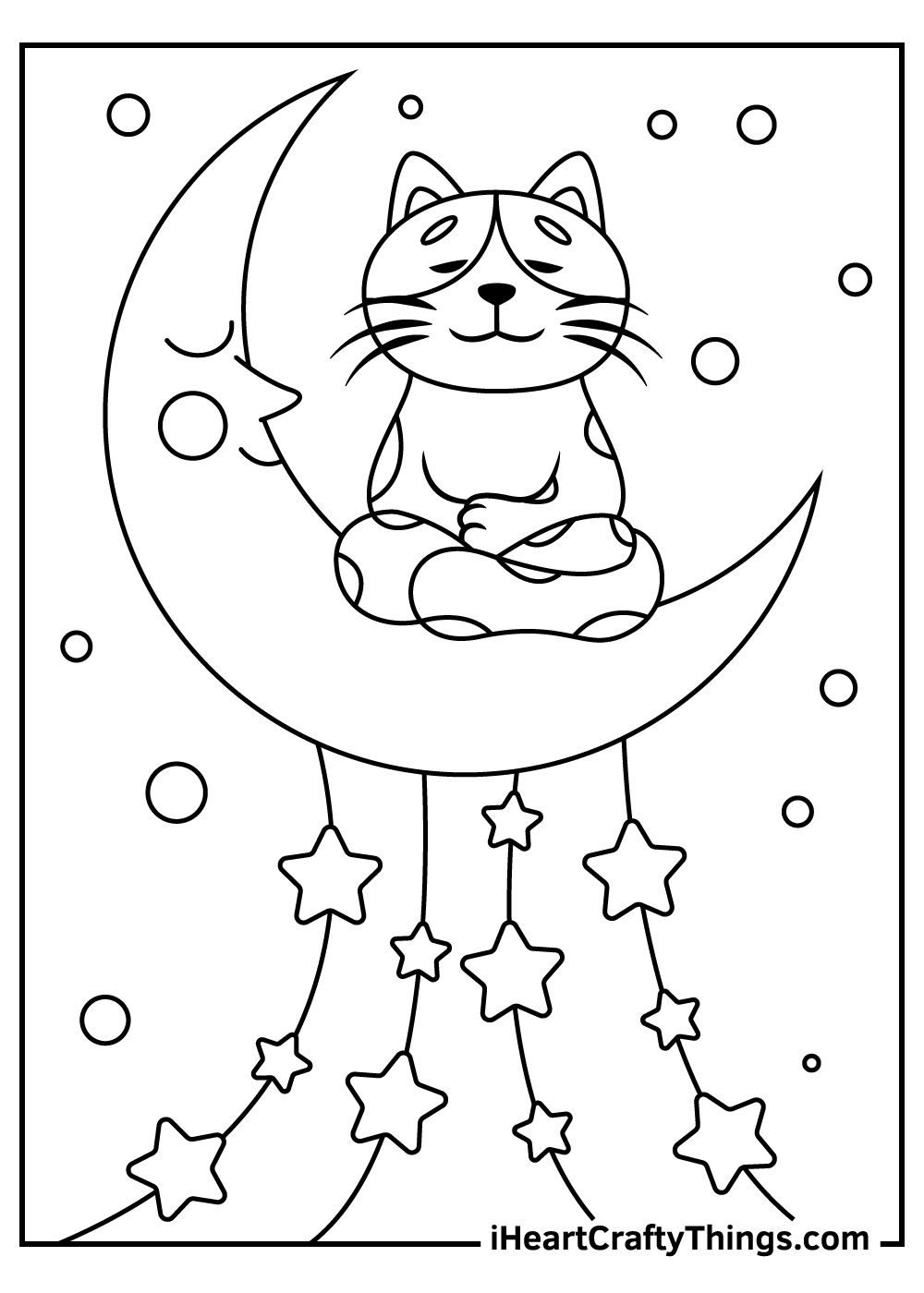 cat on a moon coloring pages for kids