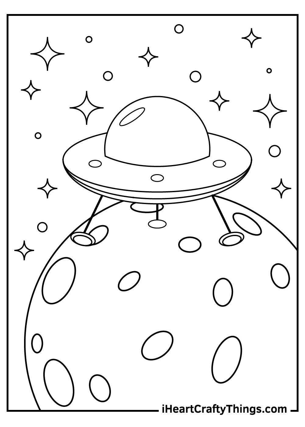 UFO on a moon coloring pages