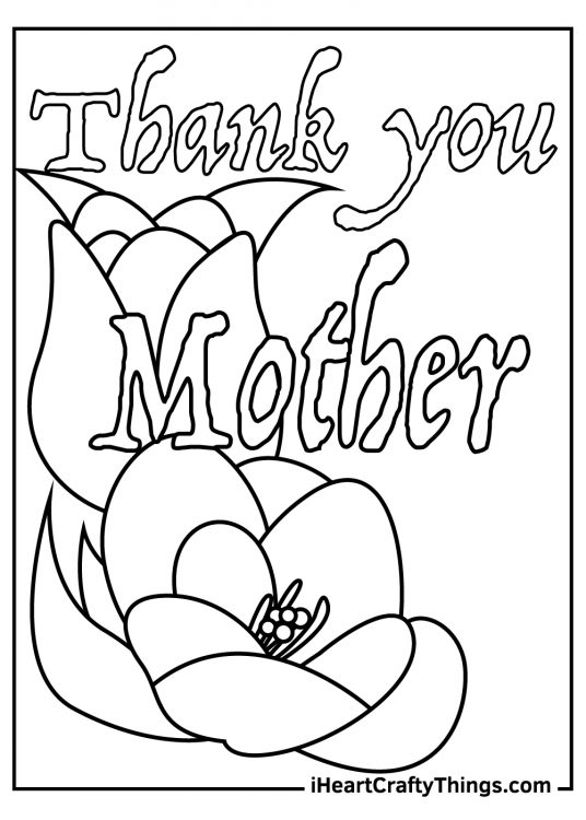 Mothers day printable featuring message Thank you Mother with tulips in the background