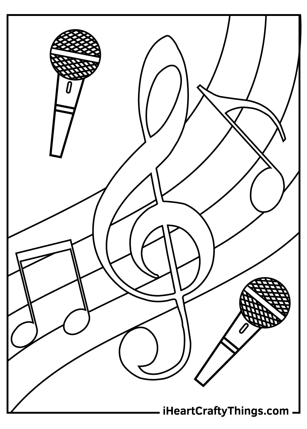 music notes with hearts coloring pages