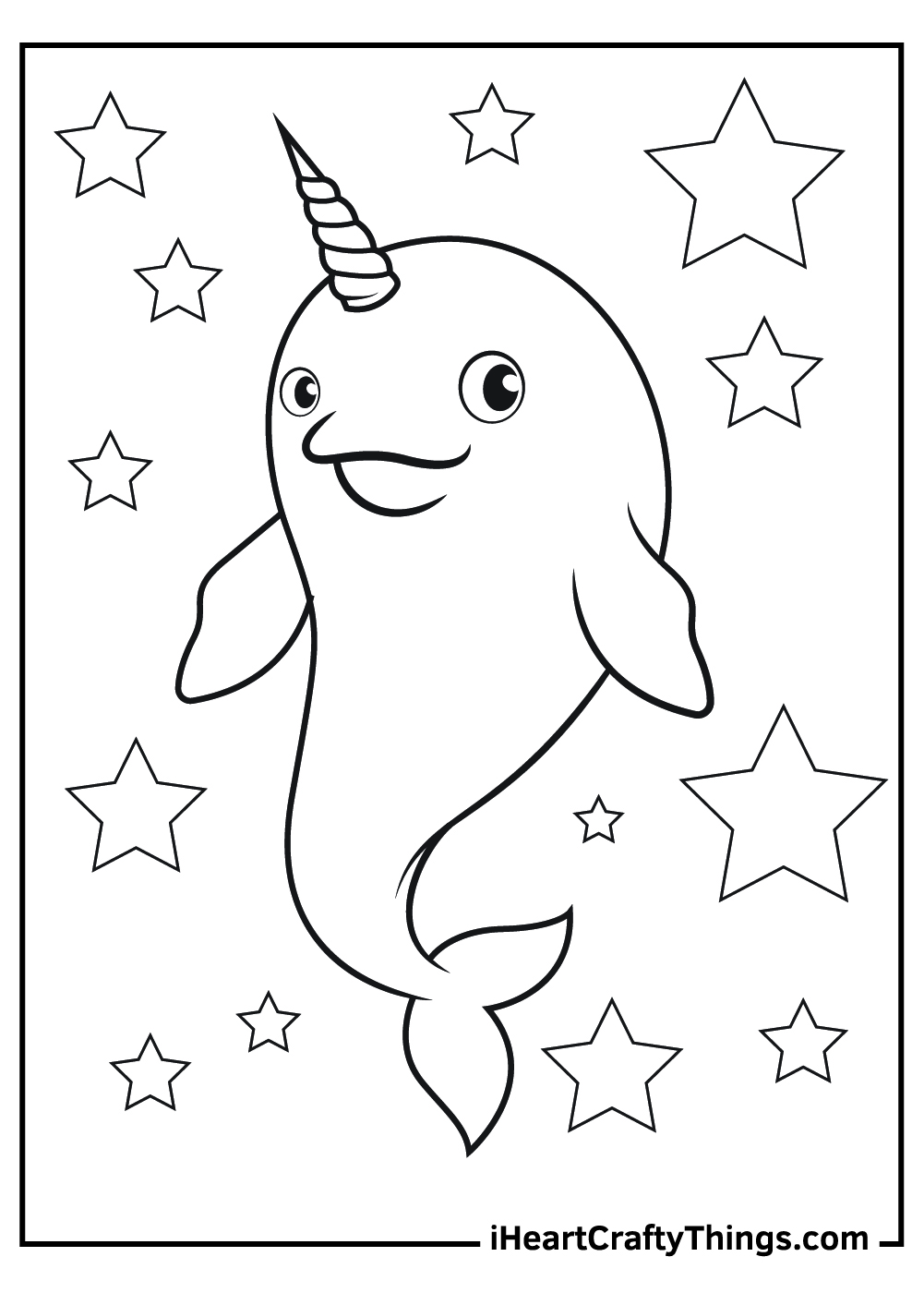 cute baby narwhal coloring pages free download