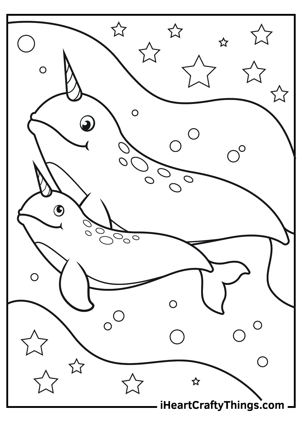 cartoon family narwhal coloring pages free printable