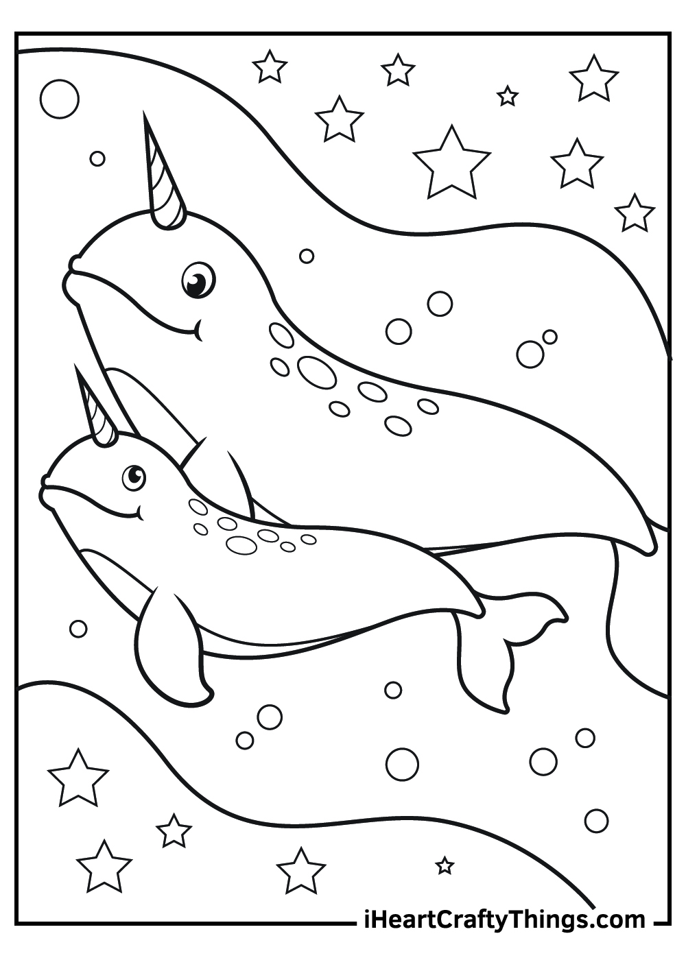 CUTE Mermaid Girl with Narwhal Coloring Page {FREE Printable!} – The Art Kit