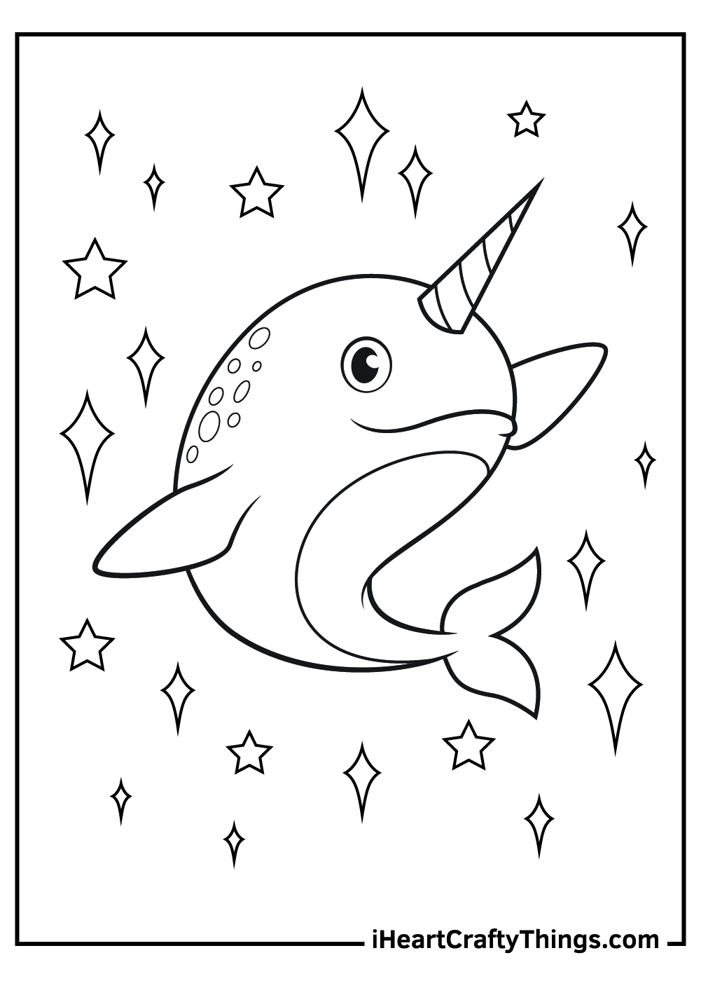 CUTE Mermaid Girl with Narwhal Coloring Page {FREE Printable!} – The Art Kit