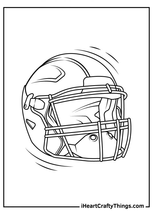 NFL-themed picture to print and color featuring realistic football helmet with clear background