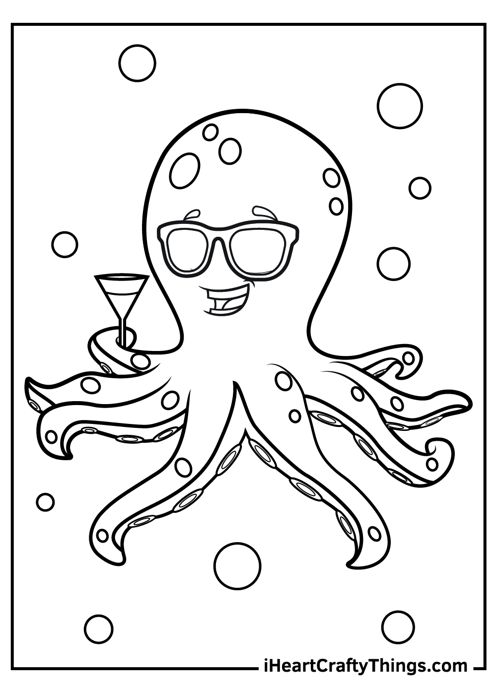 Octopus Coloring Page Free Printable - Made with HAPPY