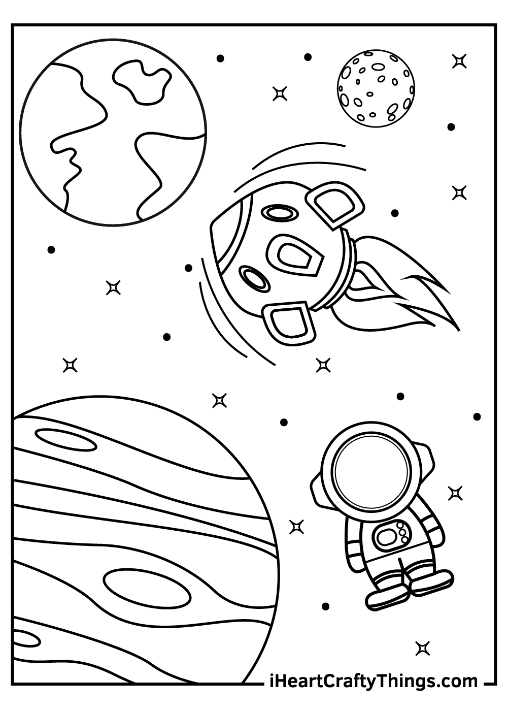 Space Coloring Book For Kids: Big Coloring Pages For Kids Ages 4-8