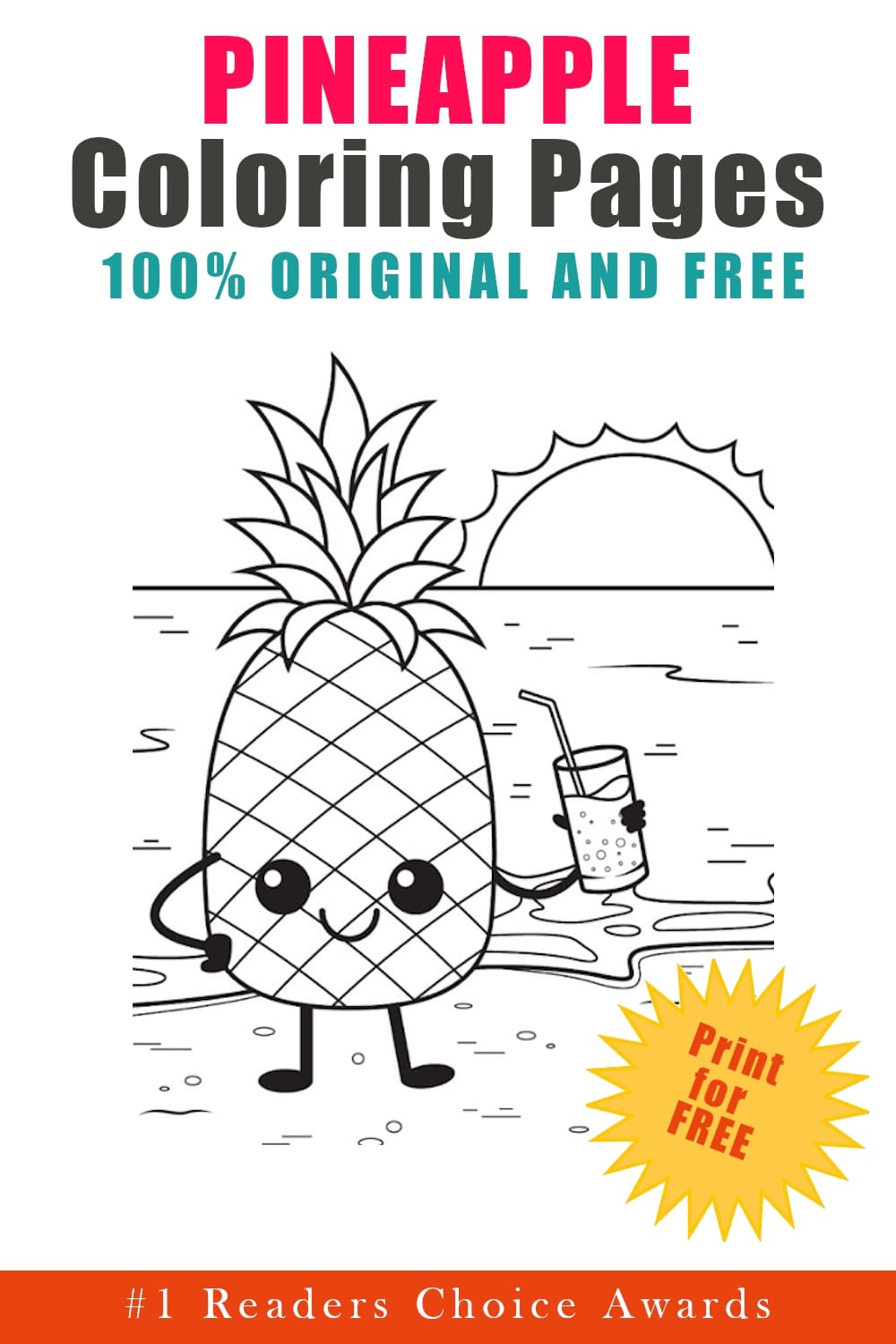 pineapple coloring page for kids