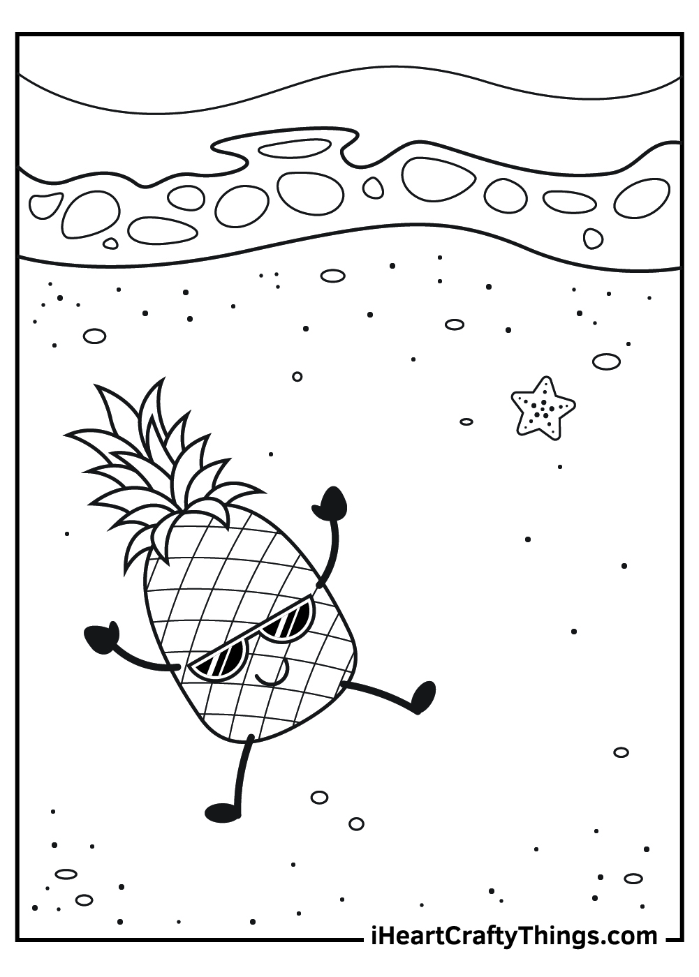 funny pineapple coloring pages free printable