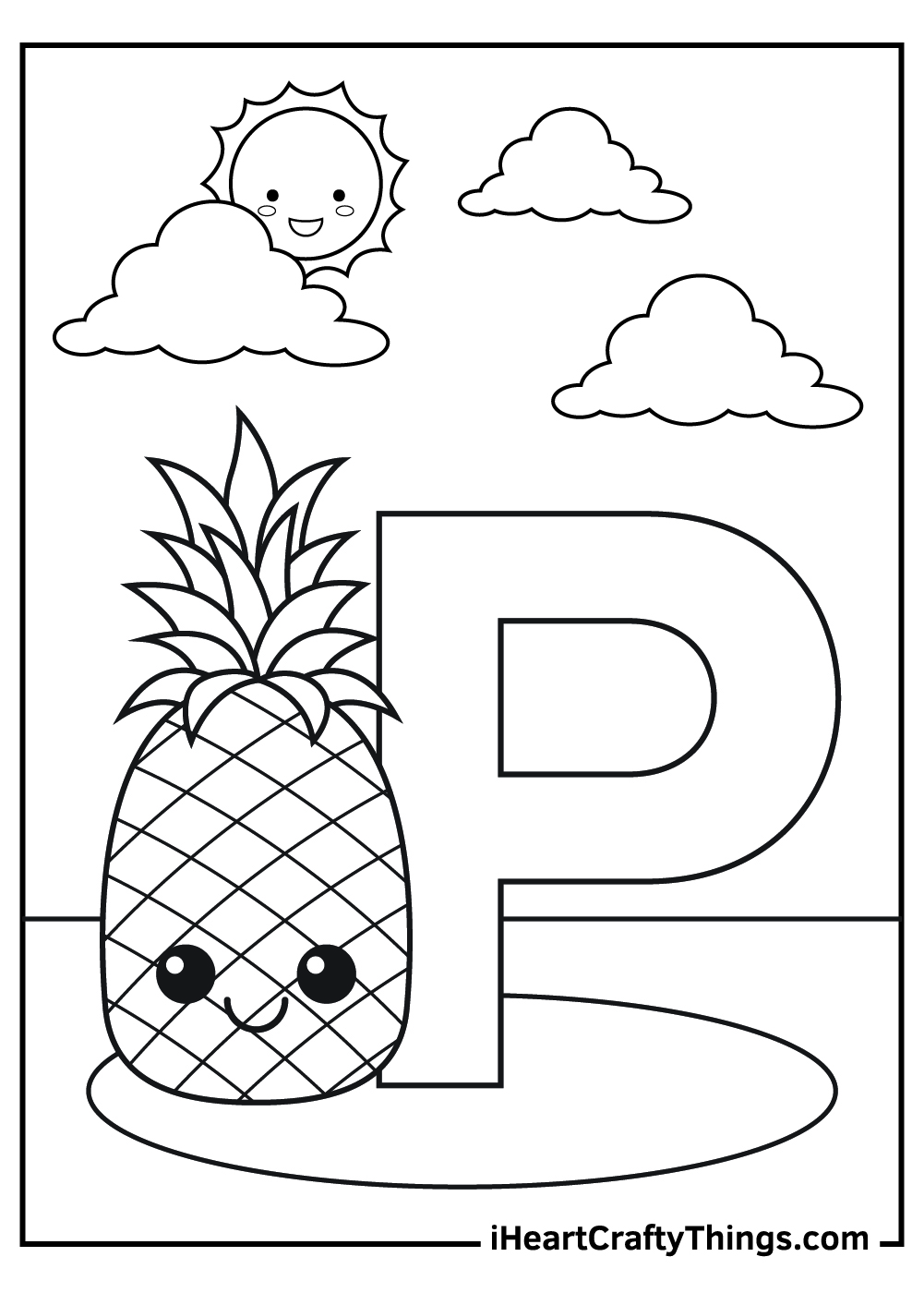 P is for pineapple coloring pages free download