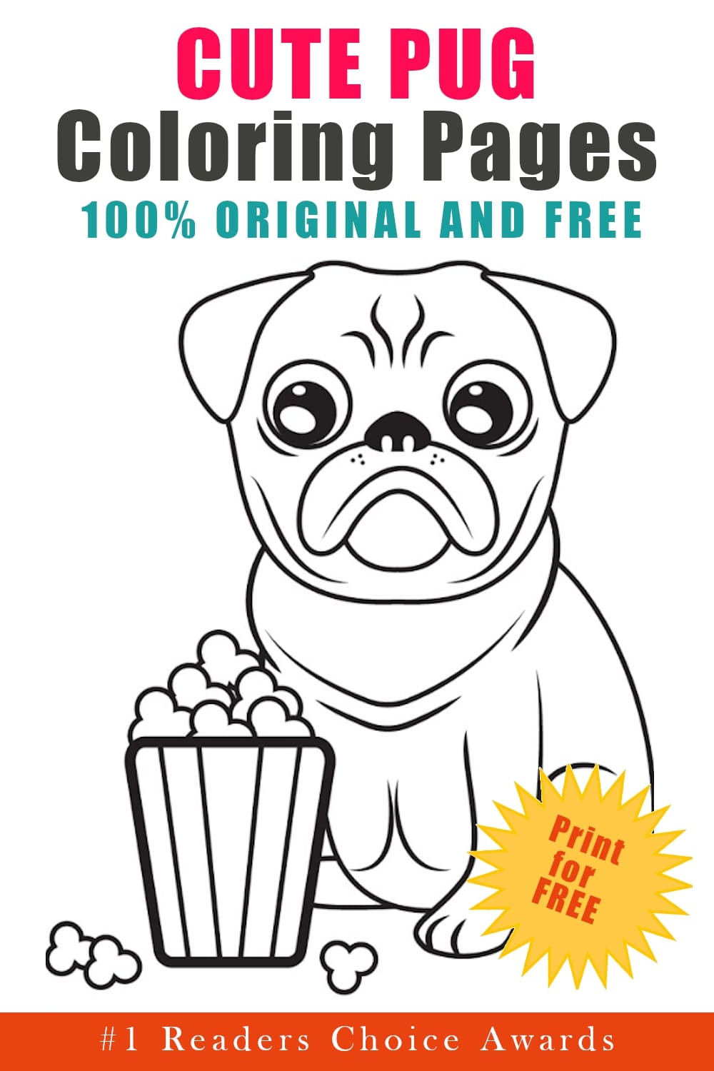 original and free cute pug coloring pages