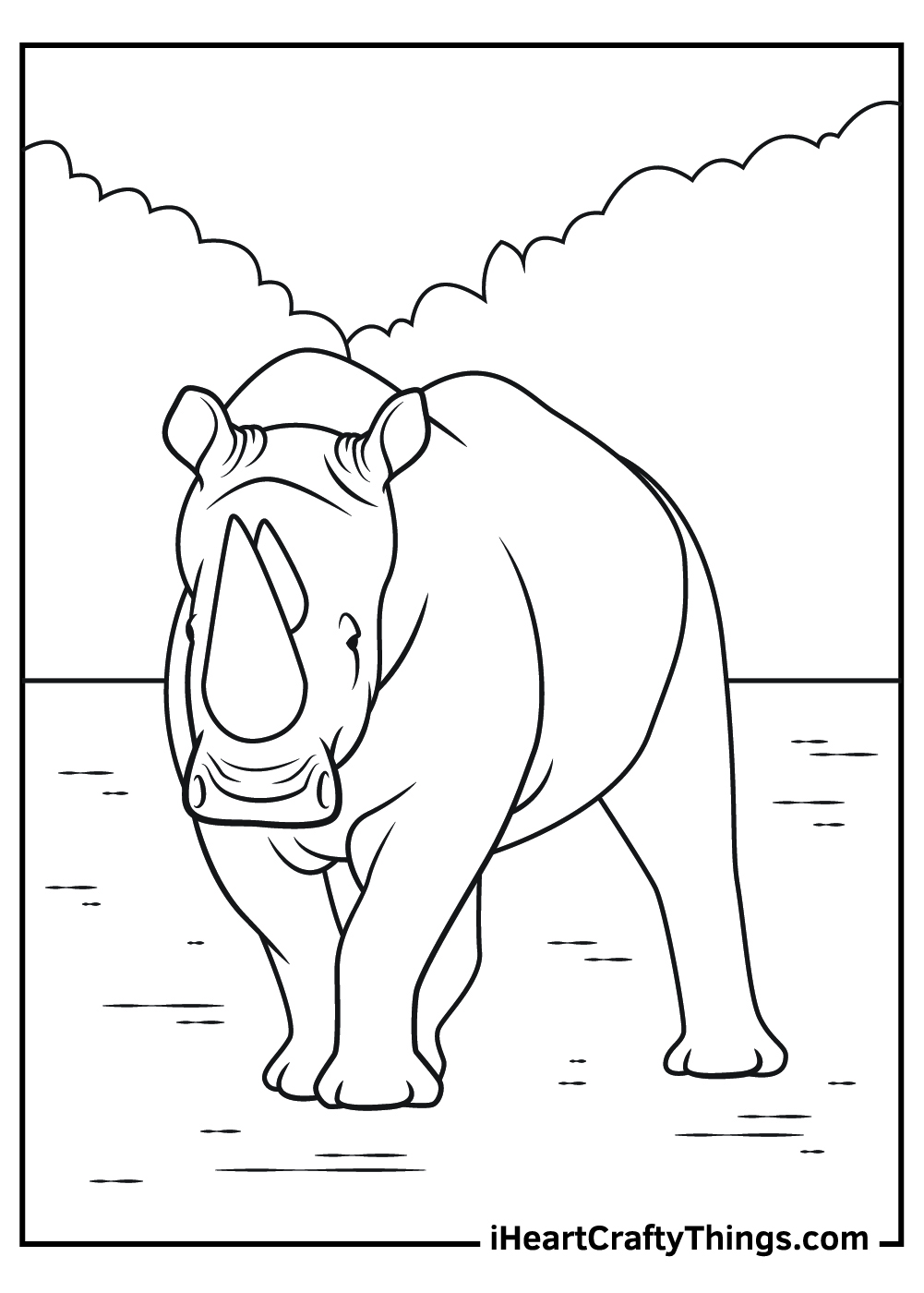 free printable realistic rhinoceros coloring pages 