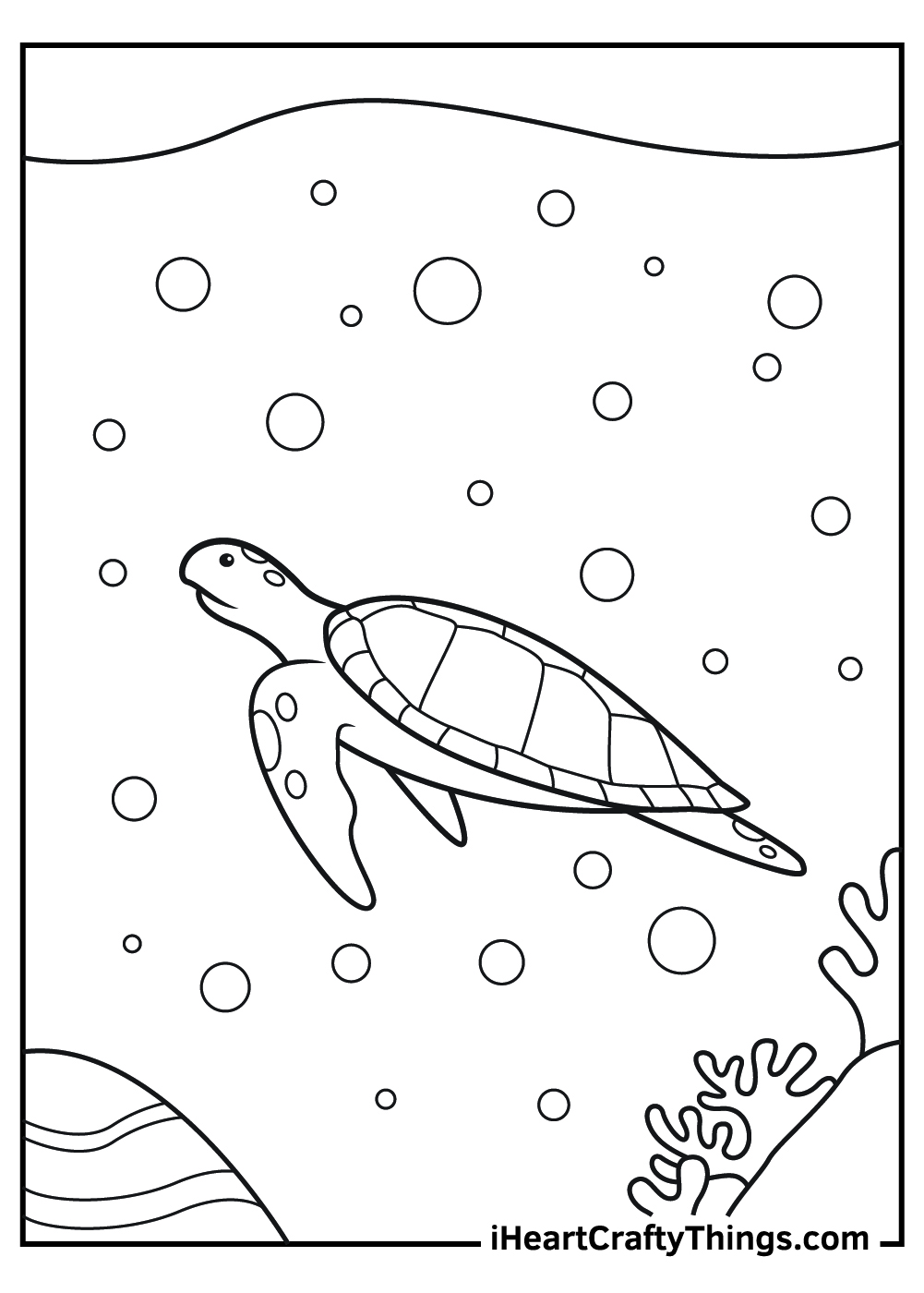 Detailed Sea Turtle Advanced Coloring Page