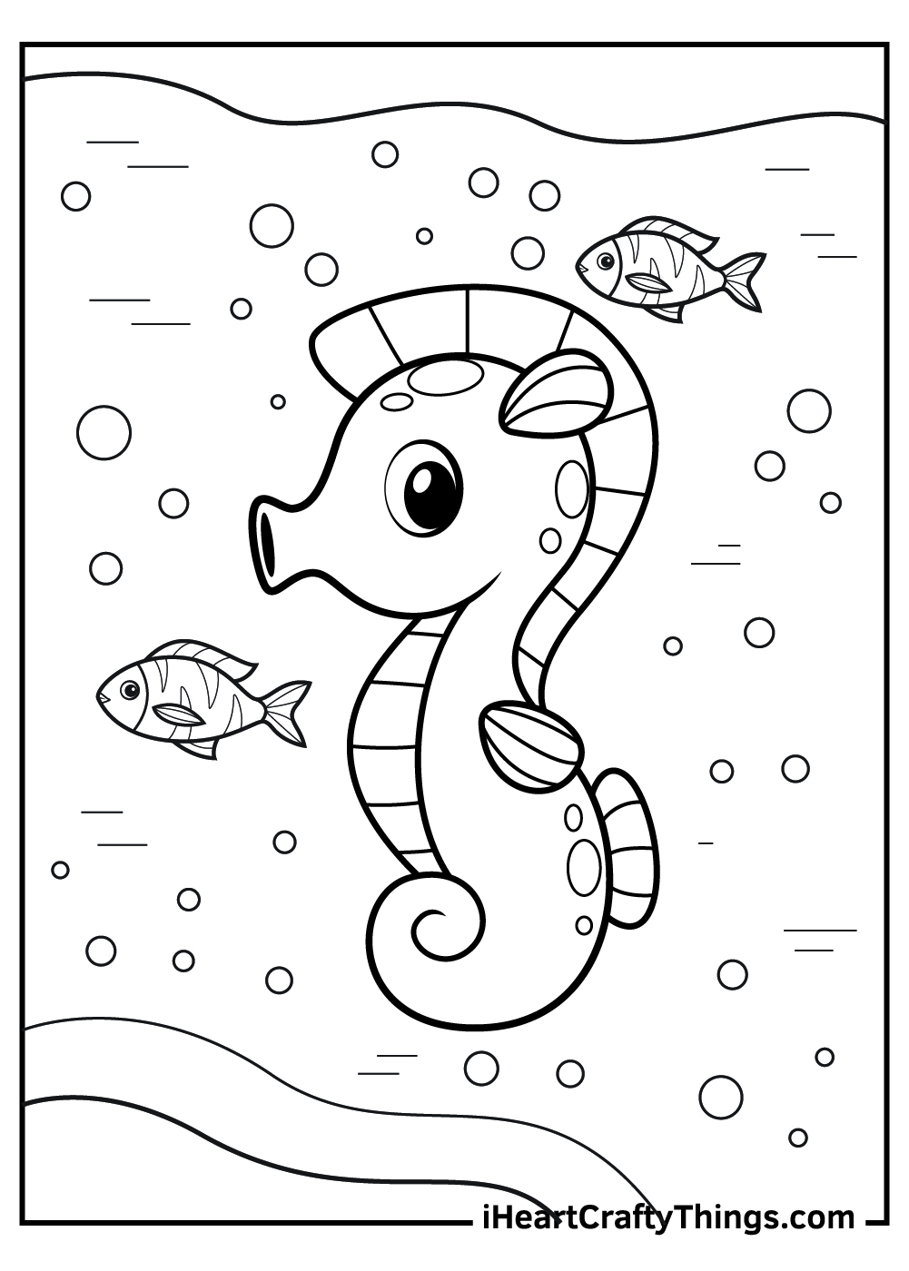 Realistic Seahorse Coloring Page