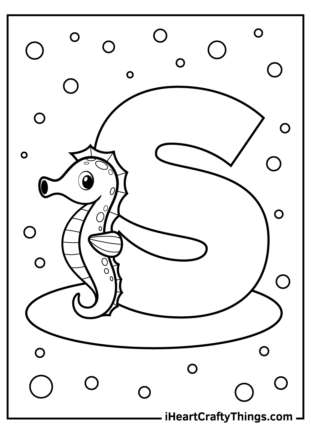 s is for seahorse coloring pages free print out