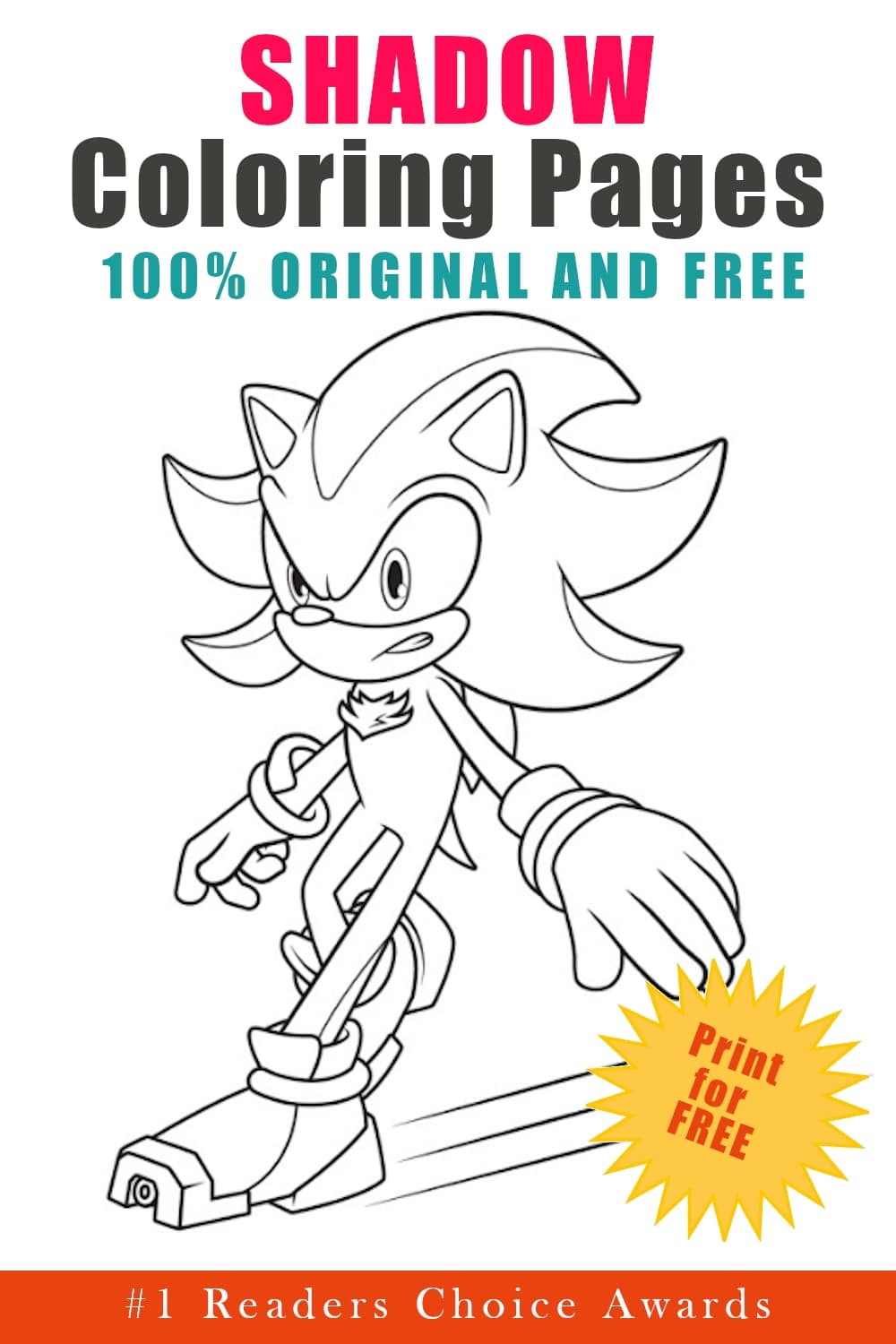 Original and Free Shadow the Hedgehog Coloring Pages
