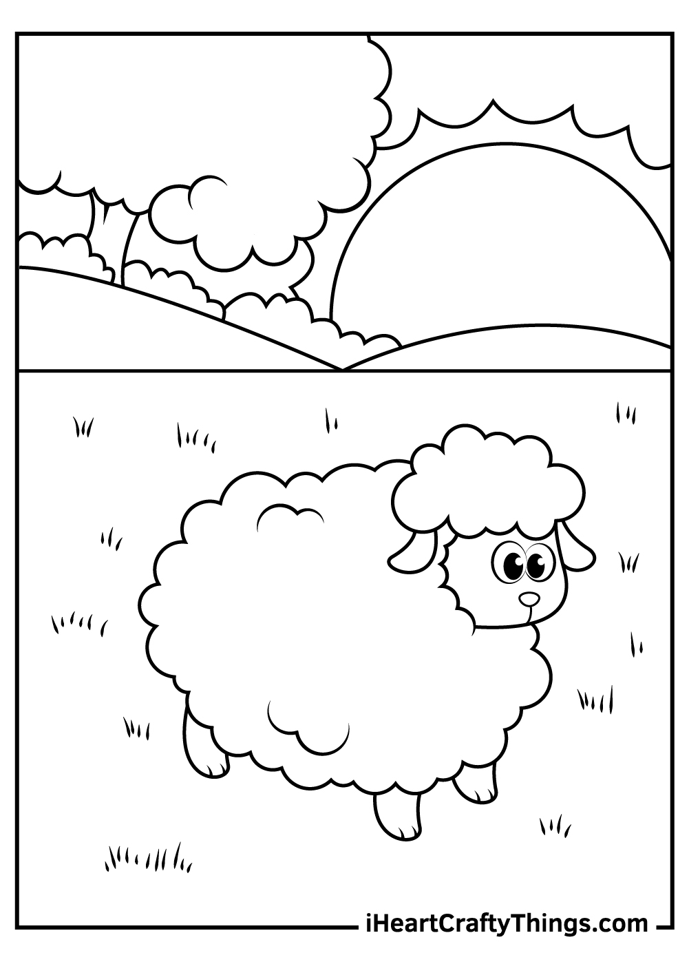 flock of sheep coloring page