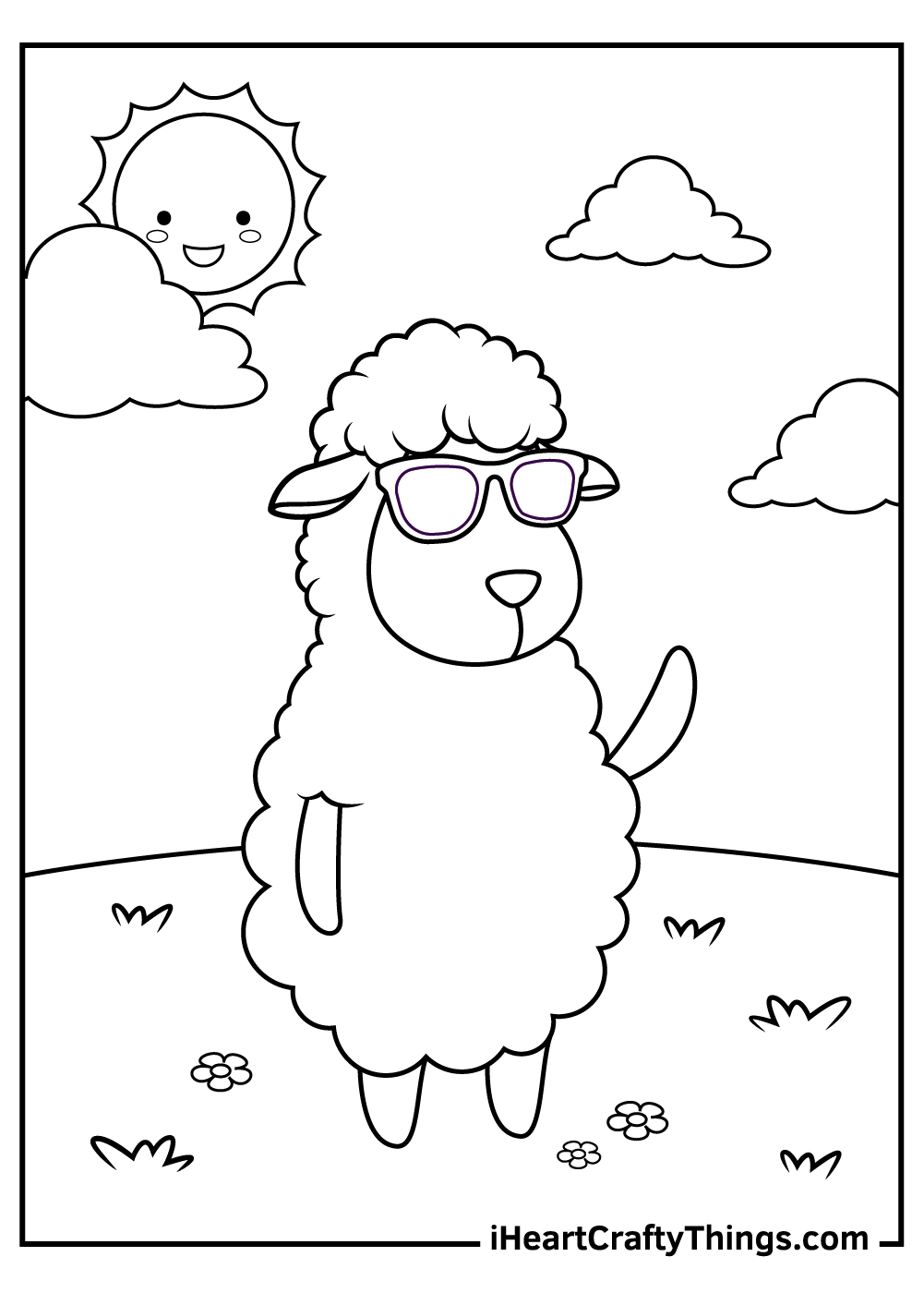 funny sheep coloring pages for kids 