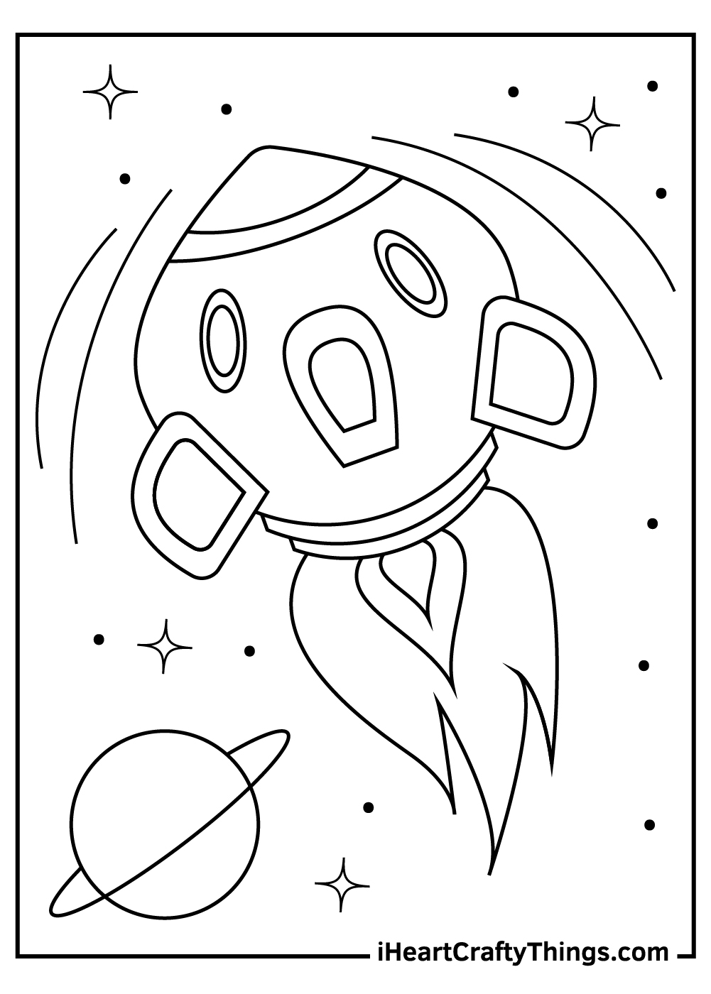 black and white funny spaceship coloring pages