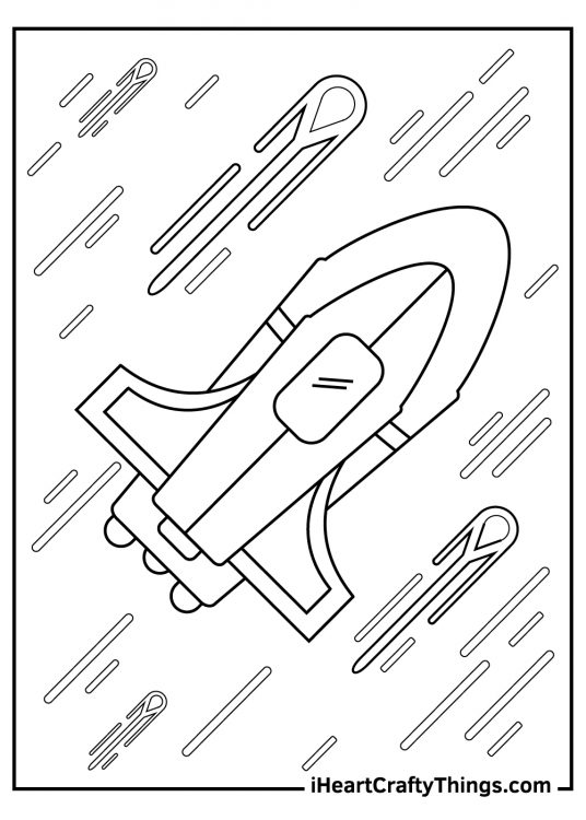 Free printable pdf to color presenting spaceship launching for the space mission