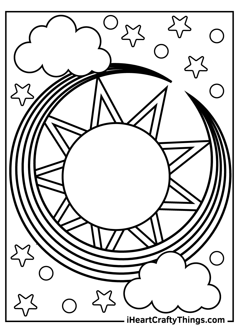 Moon And Stars Coloring Page