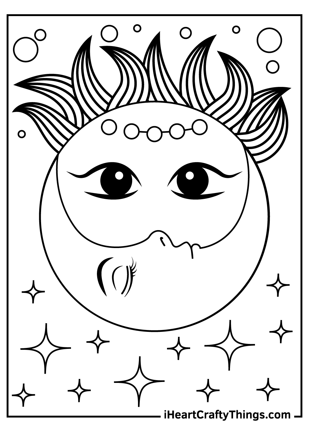 Dream Big Coloring Page - Cute Kawaii Coloring Page For Kids And Adults,  Sun, Moon, Stars, Rainbows — The White Lime