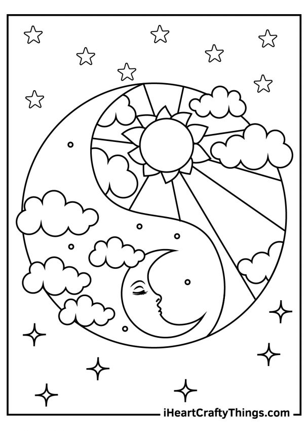 15 Sun And Moon Coloring Pages (100% Free Printables)