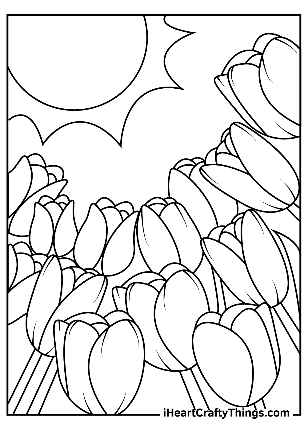 black and white tulip coloring pages