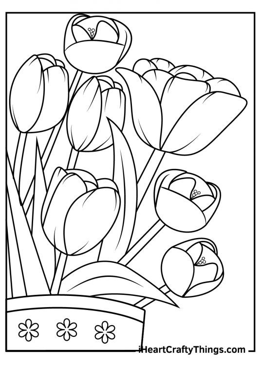 Tulip-themed picture presenting a close up of gorgeous bouquet of tulips in a vase