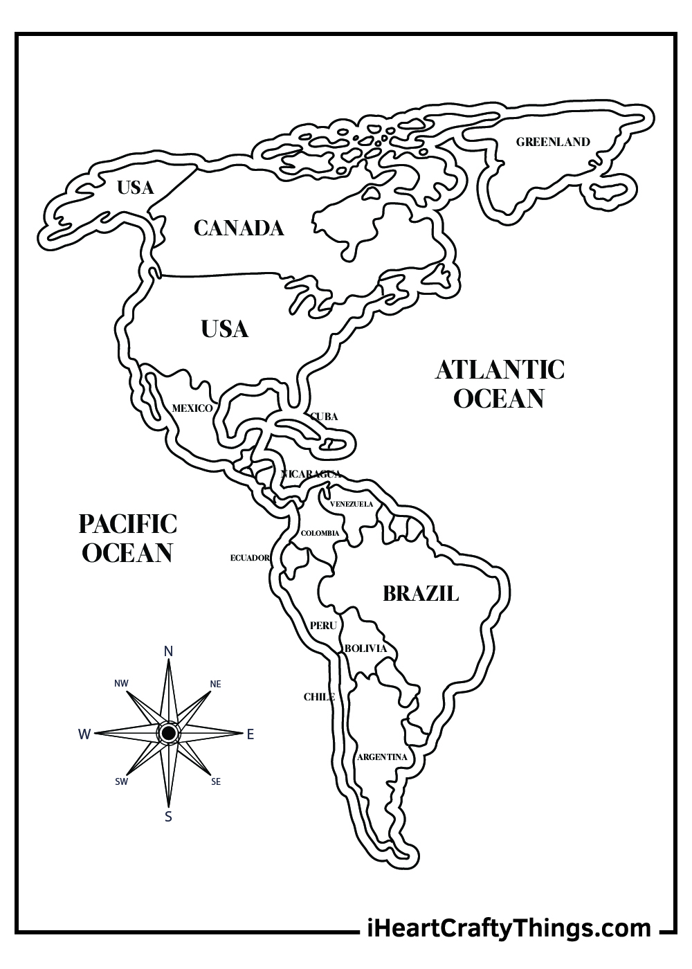 free printable world map with countries labeled for kids