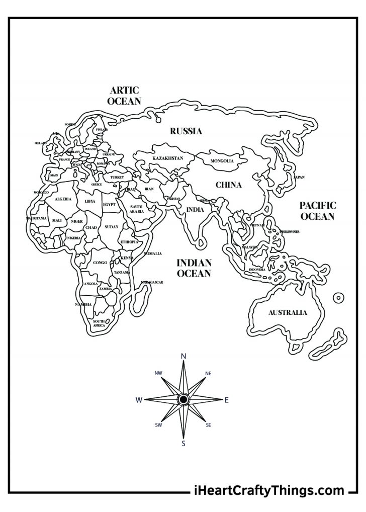 15 World Map Coloring Pages (100% Free Printables)