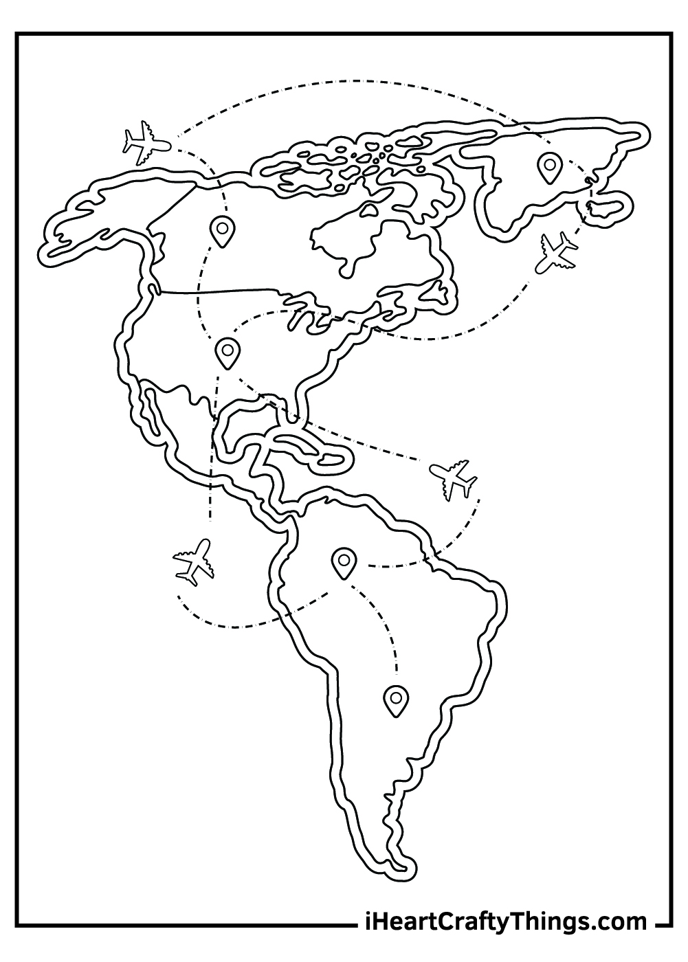 world map coloring page with labels