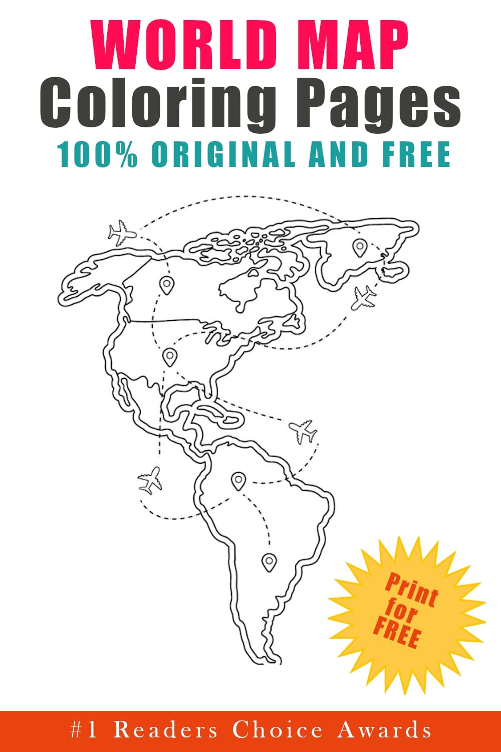 original and free world map coloring pages